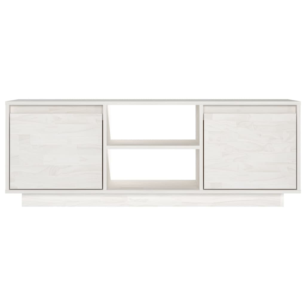 Meuble TV Blanc 110x30x40 cm Bois de pin massif