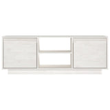 Meuble TV Blanc 110x30x40 cm Bois de pin massif