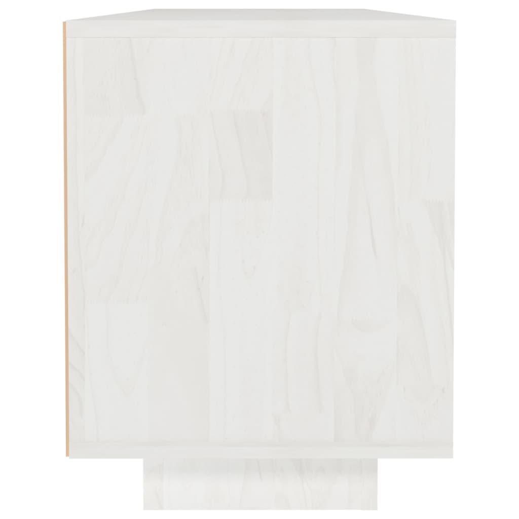 Meuble TV Blanc 110x30x40 cm Bois de pin massif