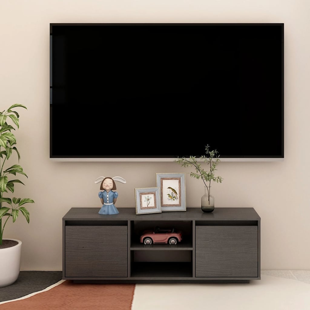 Meuble TV Gris 110x30x40 cm Bois de pin massif