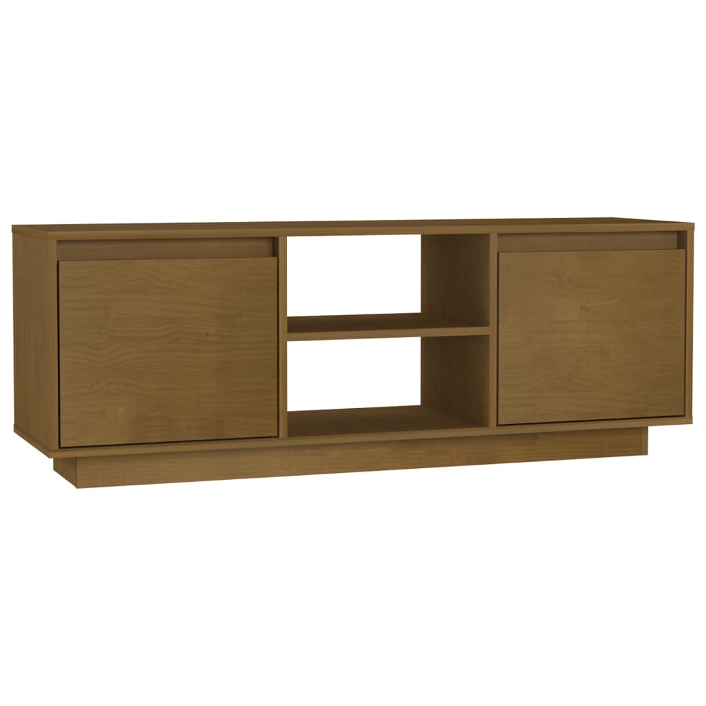 Meuble TV Marron miel 110x30x40 cm Bois de pin massif