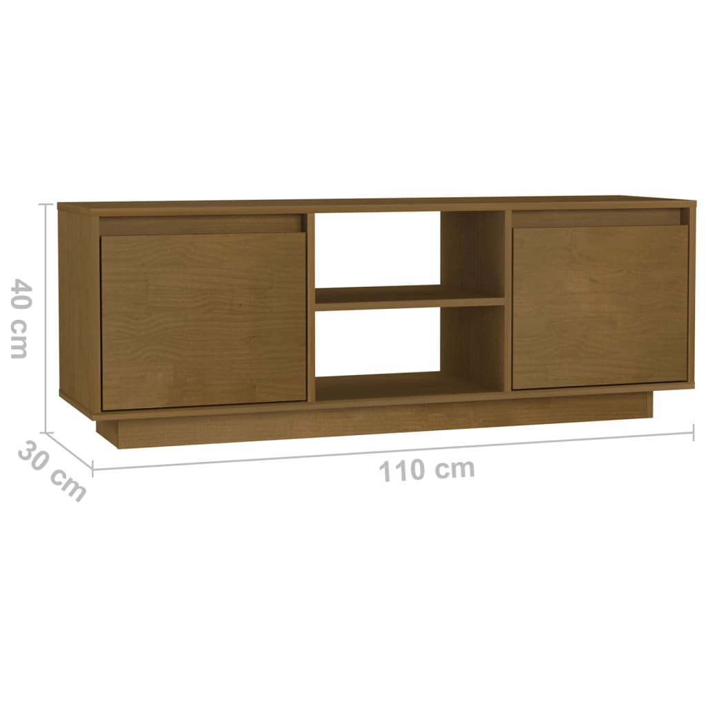 Meuble TV Marron miel 110x30x40 cm Bois de pin massif