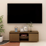 Meuble TV Marron miel 110x30x40 cm Bois de pin massif