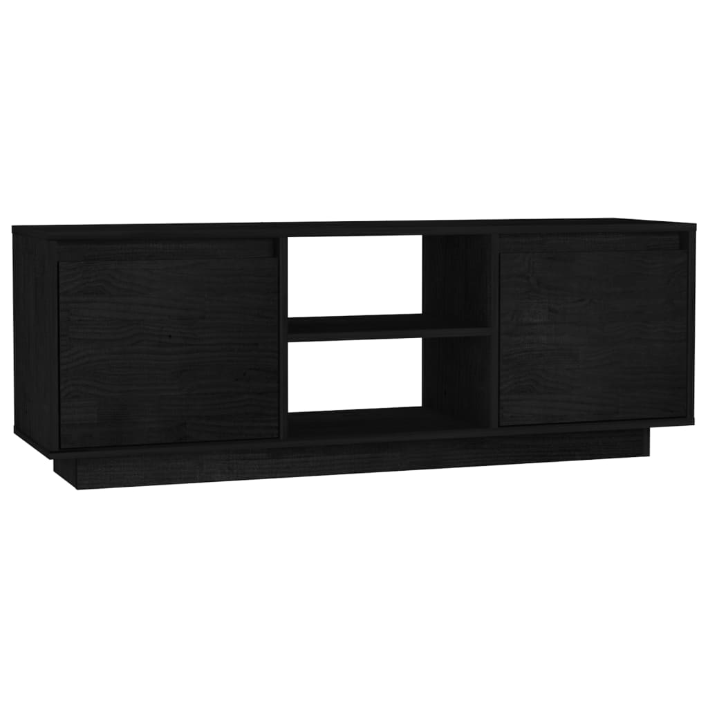 Meuble TV Noir 110x30x40 cm Bois de pin massif