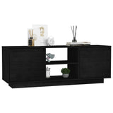 Meuble TV Noir 110x30x40 cm Bois de pin massif