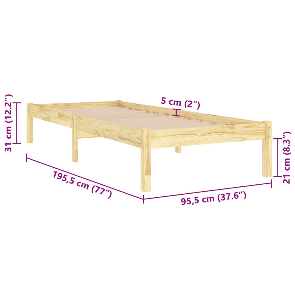 Cadre de lit sans matelas bois massif