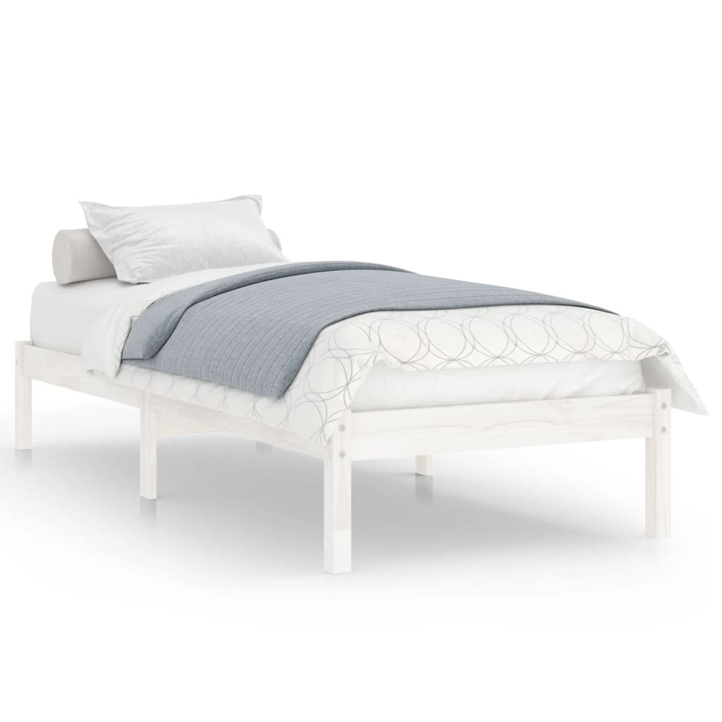 Cadre de lit sans matelas blanc bois massif