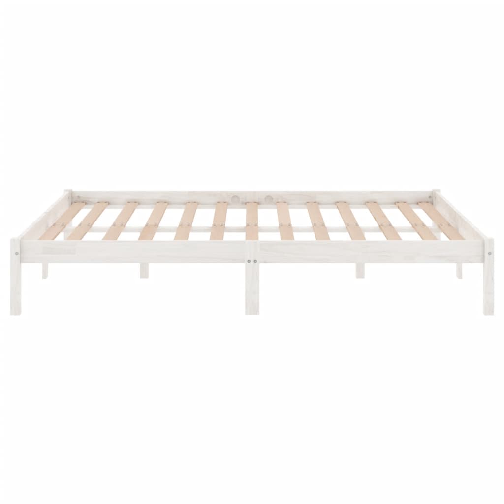 Cadre de lit sans matelas blanc bois massif