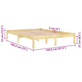 Cadre de lit sans matelas bois massif 140x190 cm