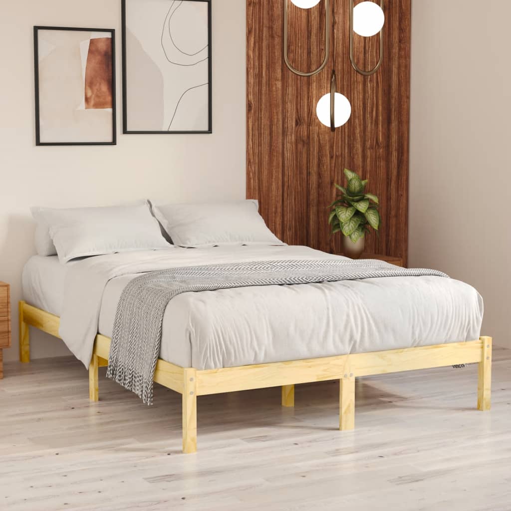 Cadre de lit sans matelas bois massif 140x190 cm