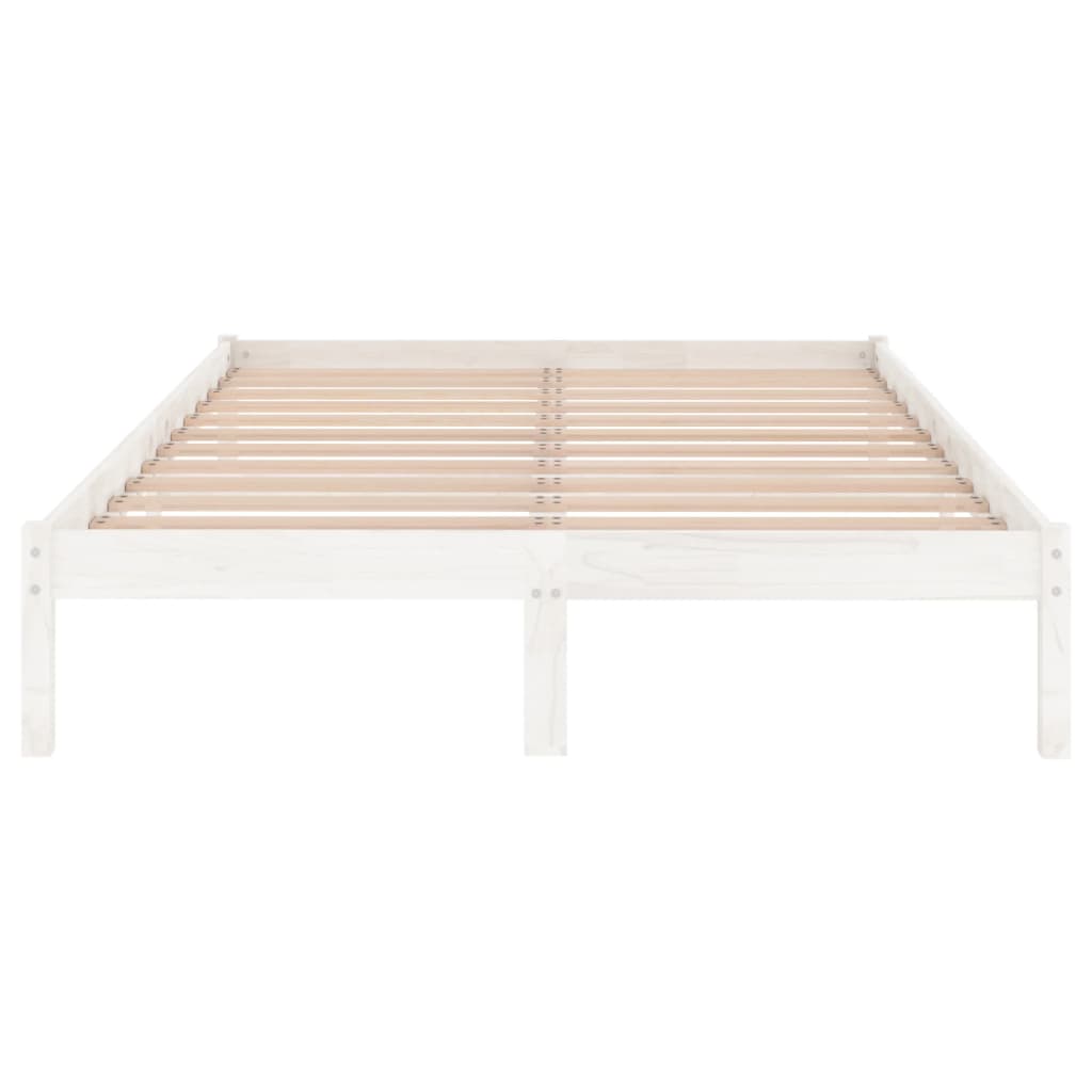 Cadre de lit sans matelas blanc bois massif 140x190 cm