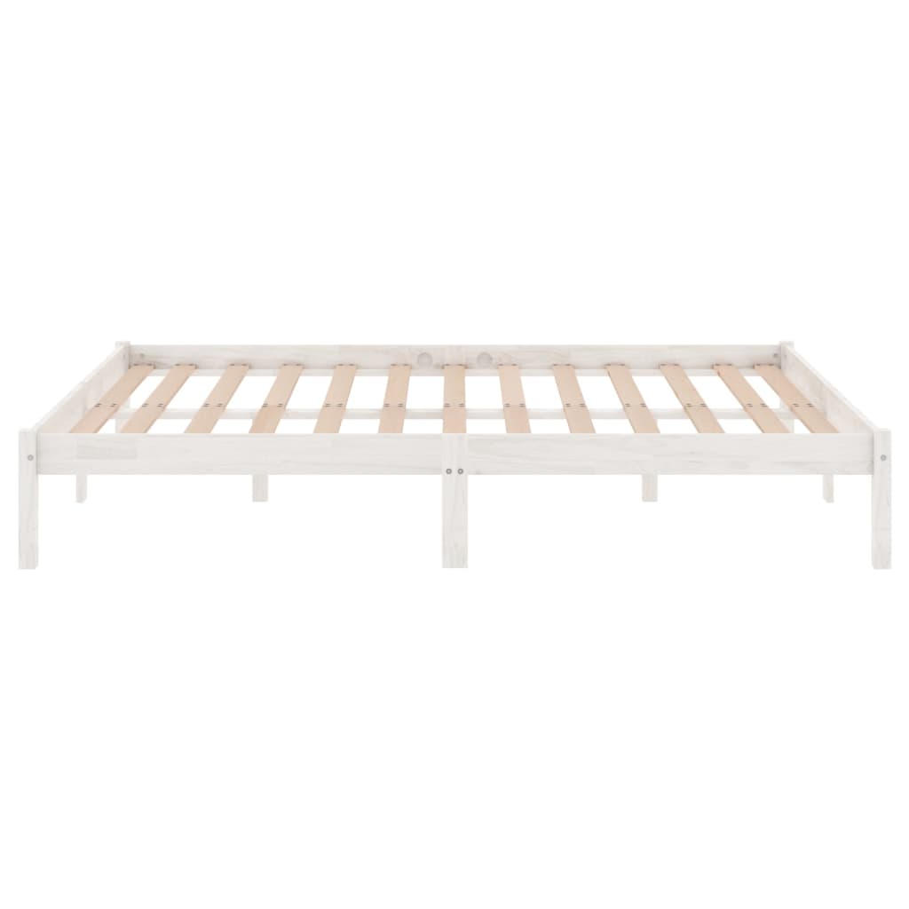 Cadre de lit sans matelas blanc bois massif 140x190 cm