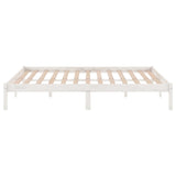 Cadre de lit sans matelas blanc bois massif 140x190 cm