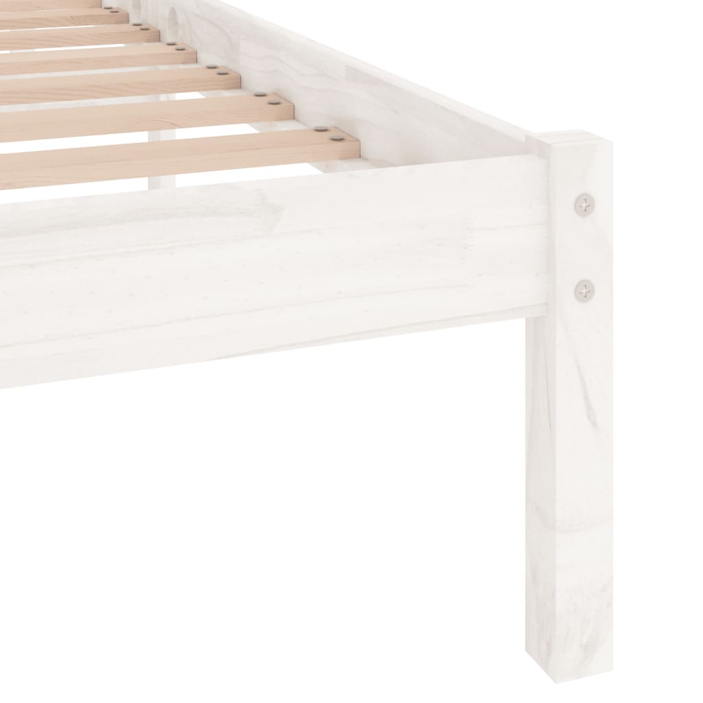 Cadre de lit sans matelas blanc bois massif 140x190 cm