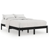 Cadre de lit sans matelas noir bois massif 140x190 cm