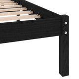 Cadre de lit sans matelas noir bois massif 140x190 cm