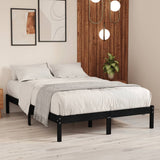 Cadre de lit sans matelas noir bois massif 140x190 cm