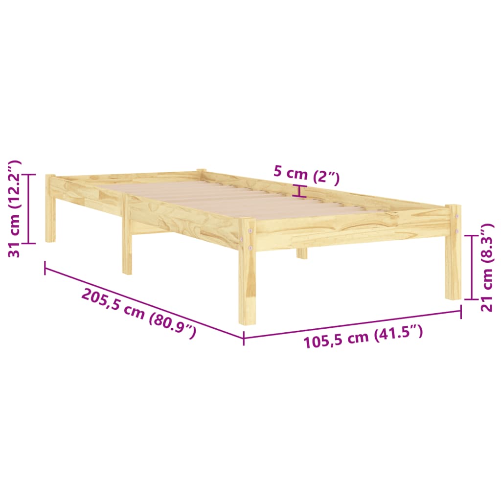 Bettgestell ohne Matratze Massivholz 100x200 cm