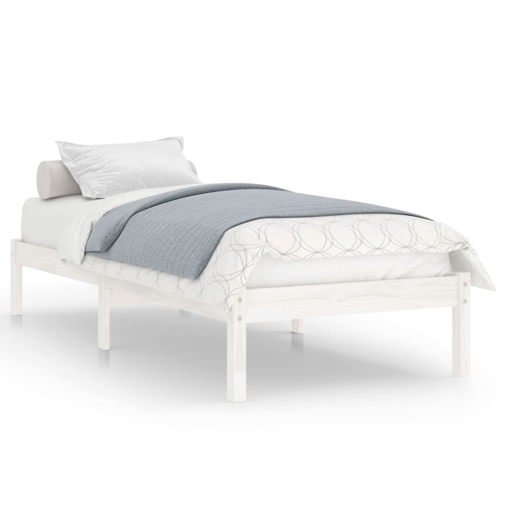 Cadre de lit sans matelas blanc bois massif 100x200 cm