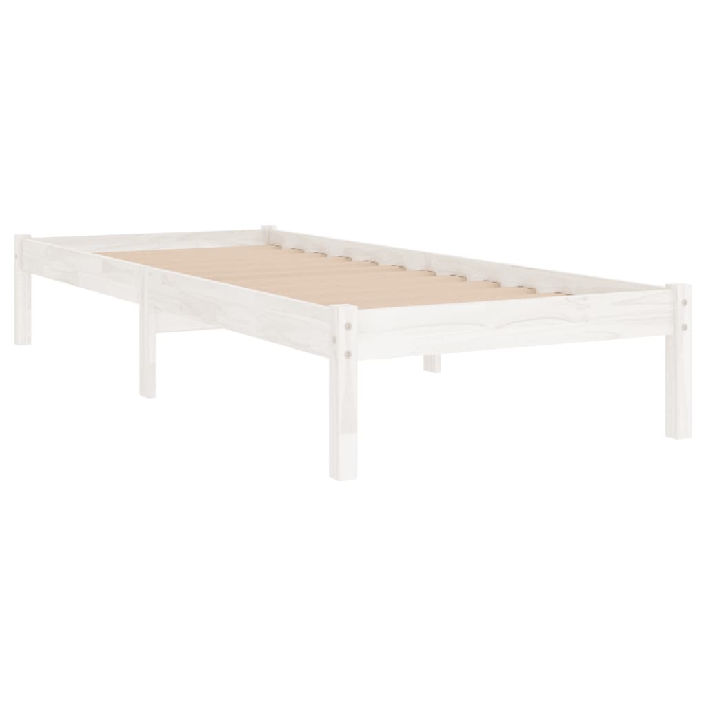 Cadre de lit sans matelas blanc bois massif 100x200 cm