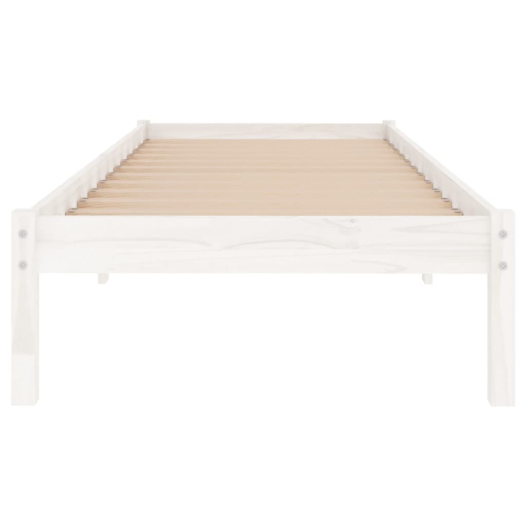 Cadre de lit sans matelas blanc bois massif 100x200 cm