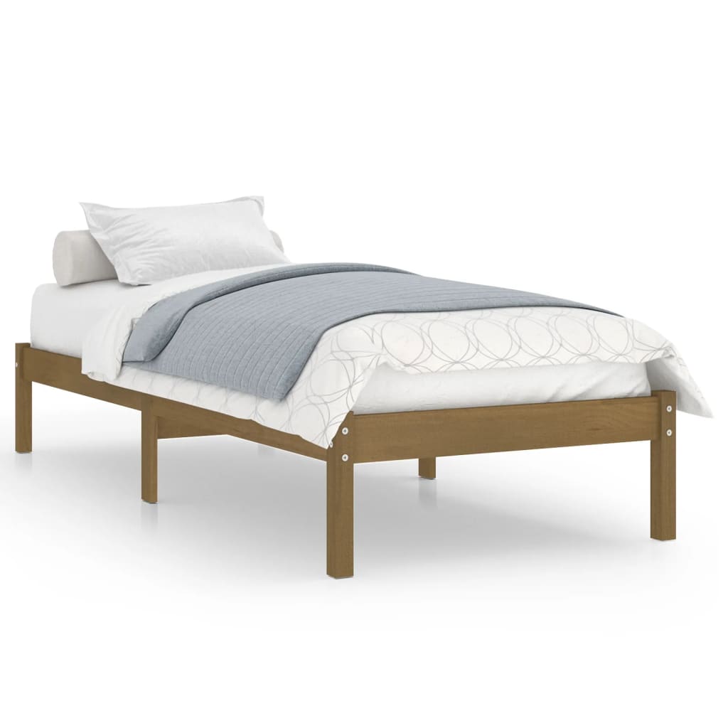 Bed frame without mattress honey brown solid wood 100x200 cm