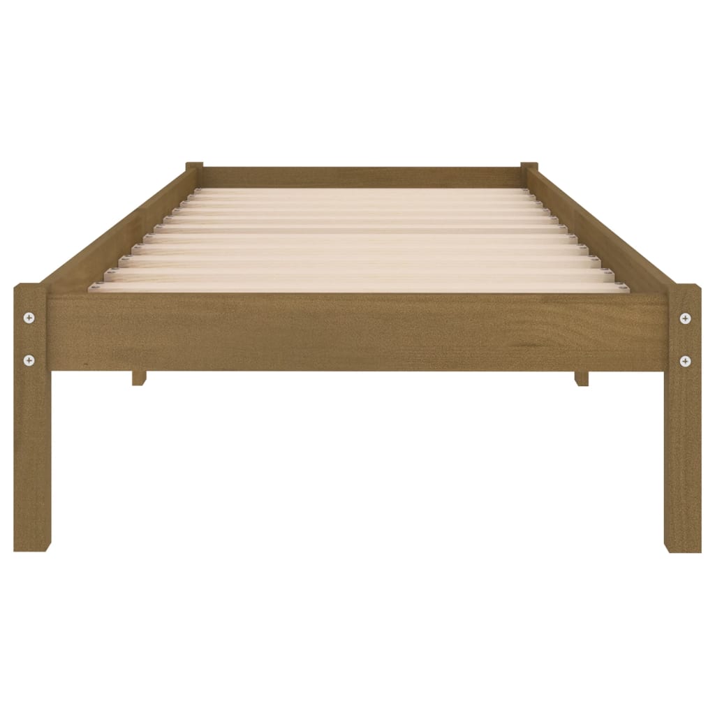 Bed frame without mattress honey brown solid wood 100x200 cm