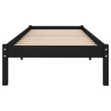 Bed frame without mattress black solid wood 100x200 cm