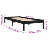 Bed frame without mattress black solid wood 100x200 cm