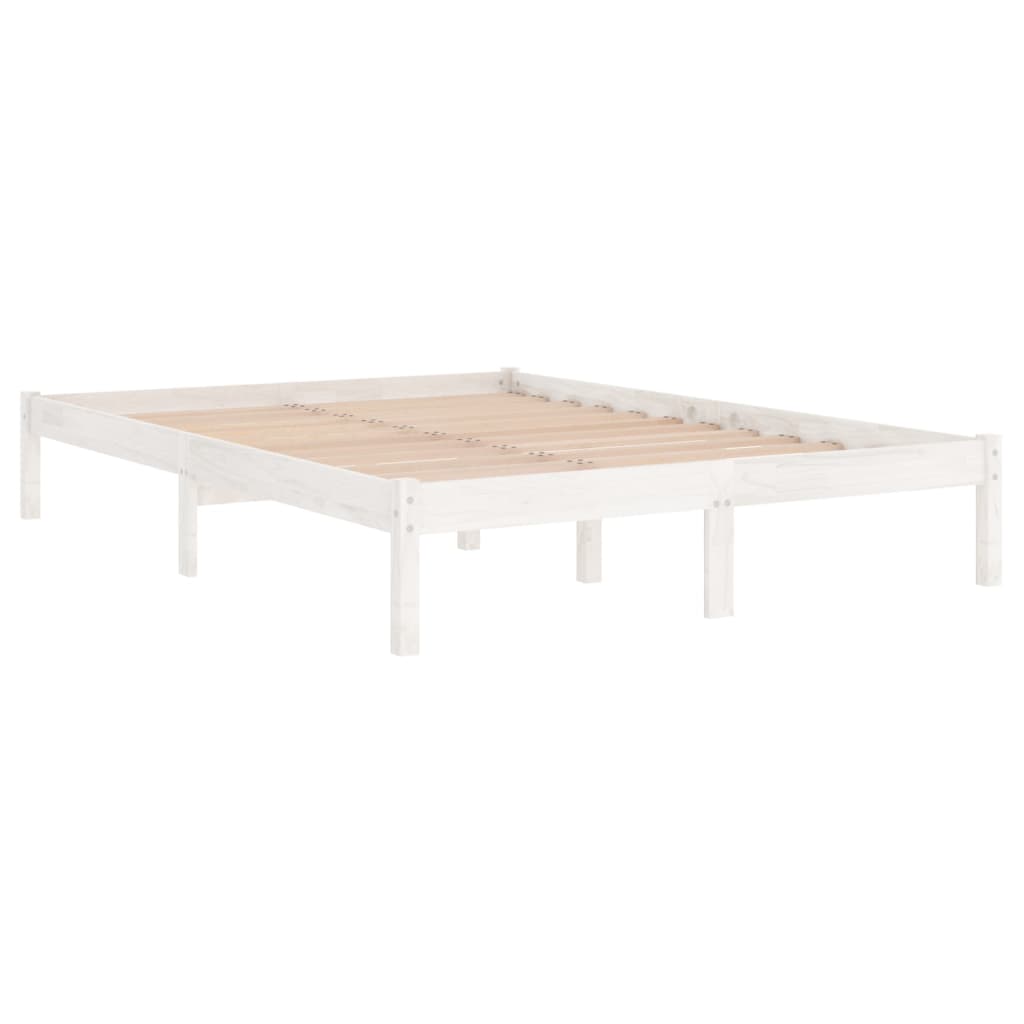 Cadre de lit sans matelas blanc bois massif 120x200 cm