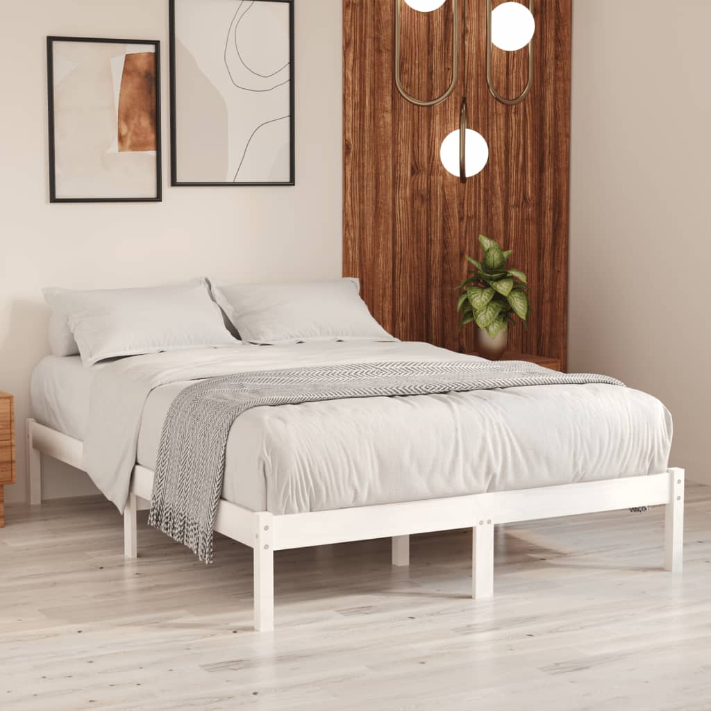 Cadre de lit sans matelas blanc bois massif 120x200 cm