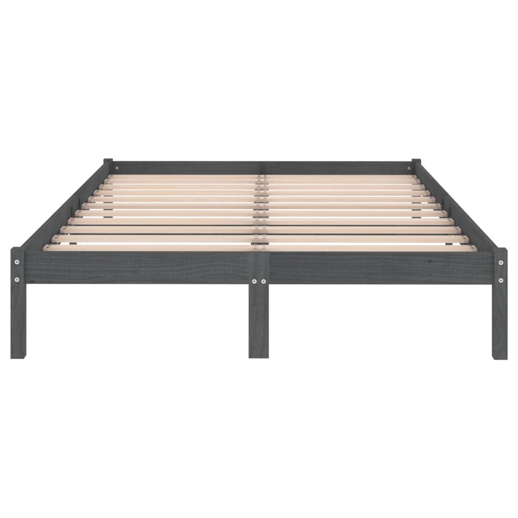 Cadre de lit sans matelas gris bois massif 120x200 cm