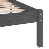 Cadre de lit sans matelas gris bois massif 120x200 cm