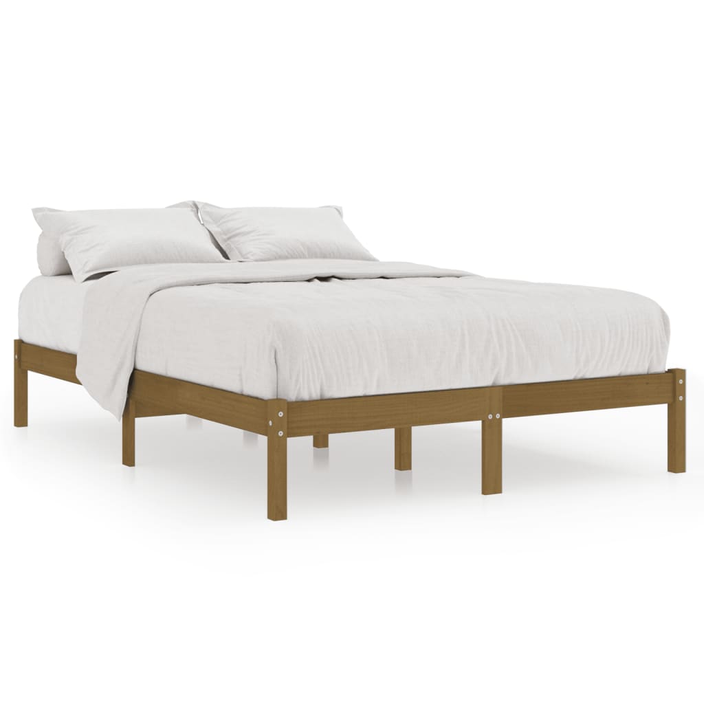 Bed frame without mattress honey brown solid wood 120x200 cm