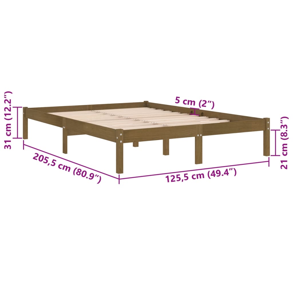 Bed frame without mattress honey brown solid wood 120x200 cm