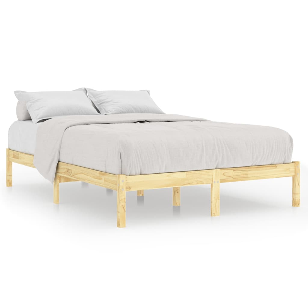 Solid wood bed frame without mattress