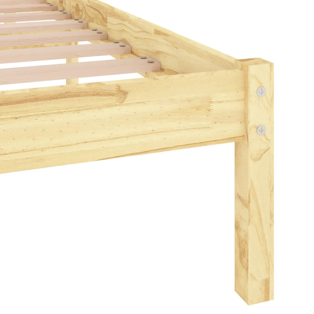 Solid wood bed frame without mattress