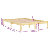 Solid wood bed frame without mattress