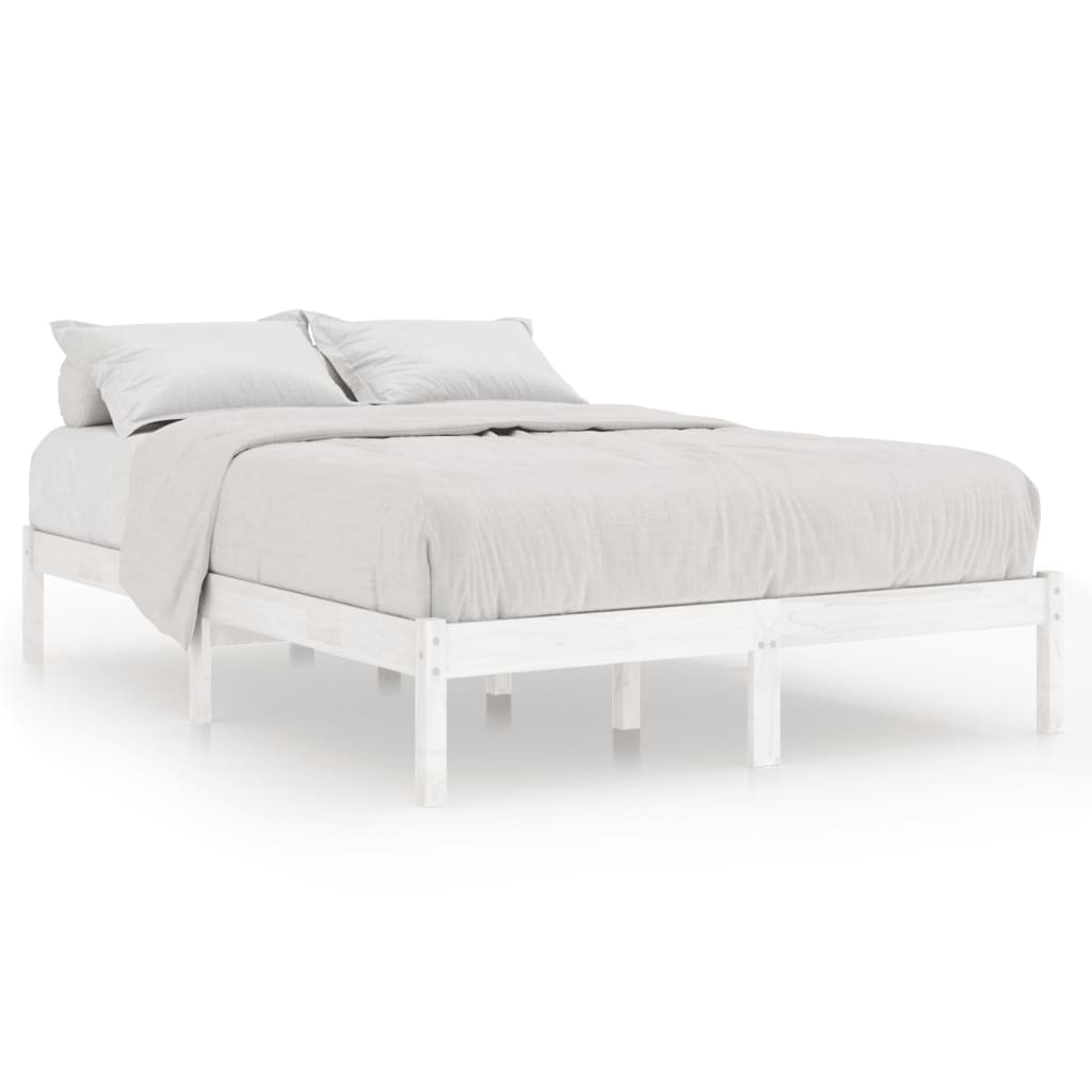 Bed frame without mattress white solid wood 160x200 cm