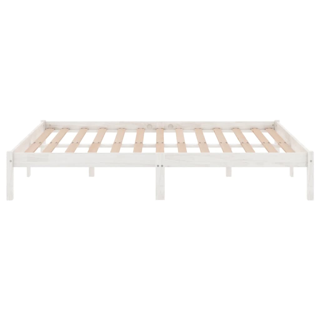 Bed frame without mattress white solid wood 160x200 cm