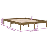 Bettgestell ohne Matratze honigbraunes Massivholz 200x200 cm