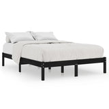 Cadre de lit sans matelas noir bois massif 200x200 cm