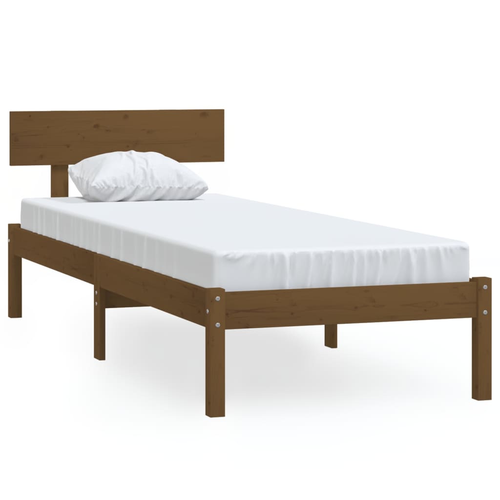 Cadre de lit sans matelas marron miel bois de pin massif