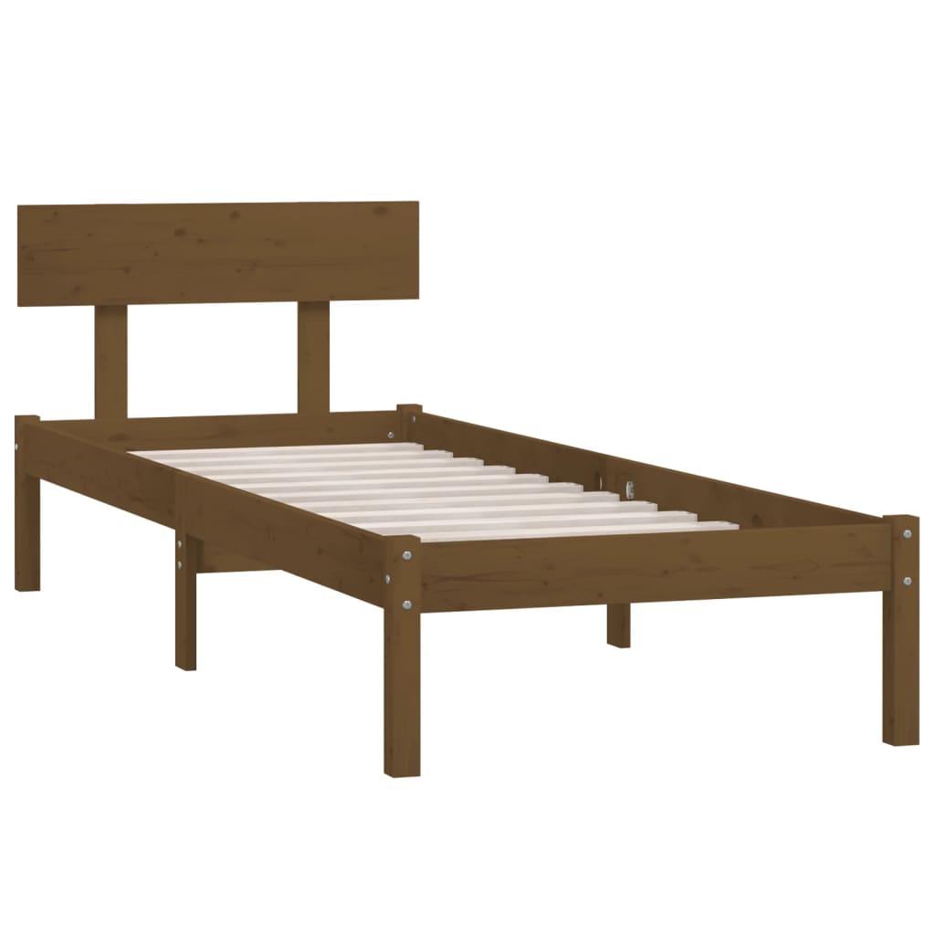 Cadre de lit sans matelas marron miel bois de pin massif