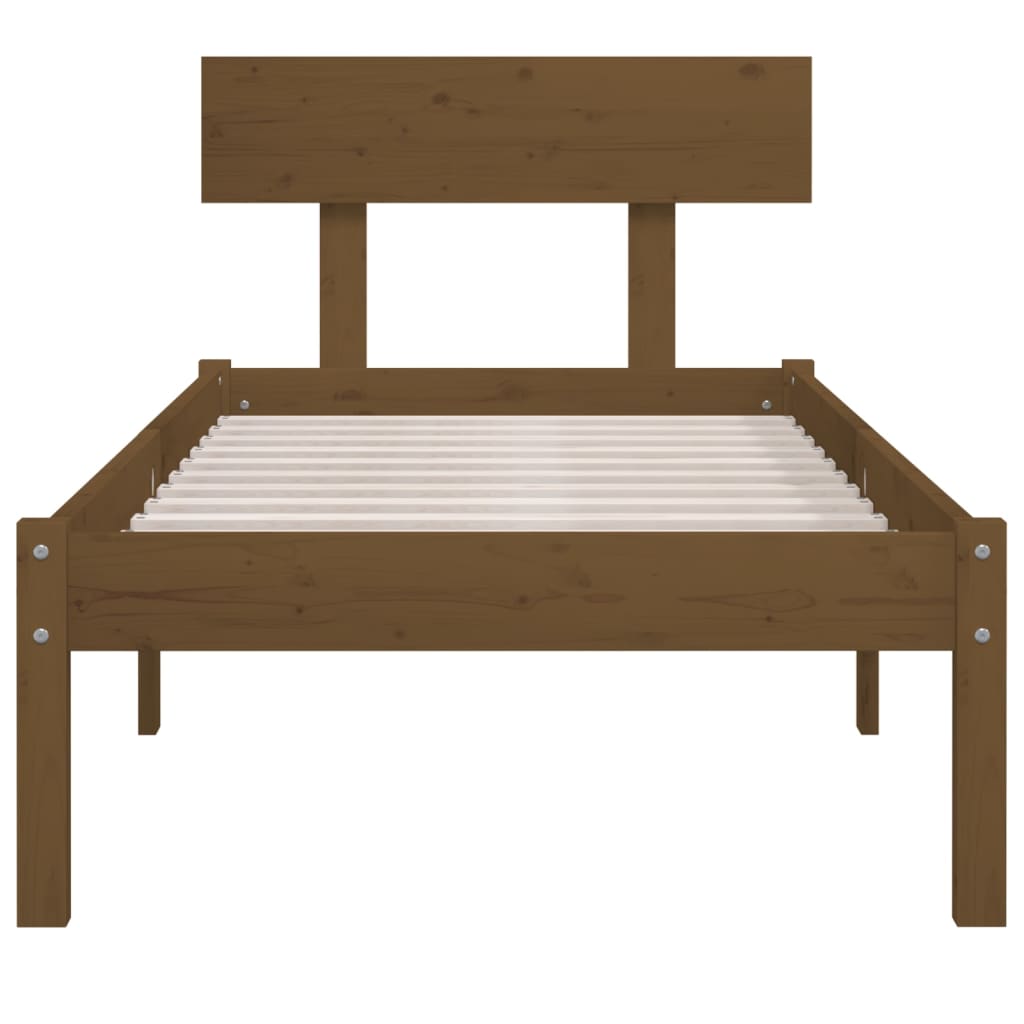 Cadre de lit sans matelas marron miel bois de pin massif