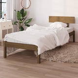 Cadre de lit sans matelas marron miel bois de pin massif