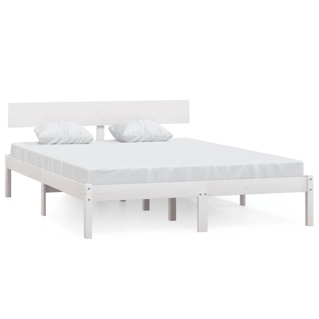 Cadre de lit sans matelas blanc bois massif