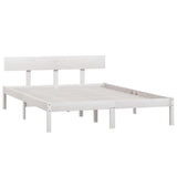 Cadre de lit sans matelas blanc bois massif