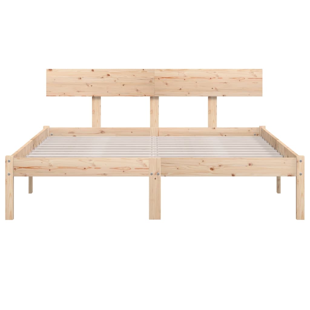 Cadre de lit sans matelas bois massif 140x190 cm