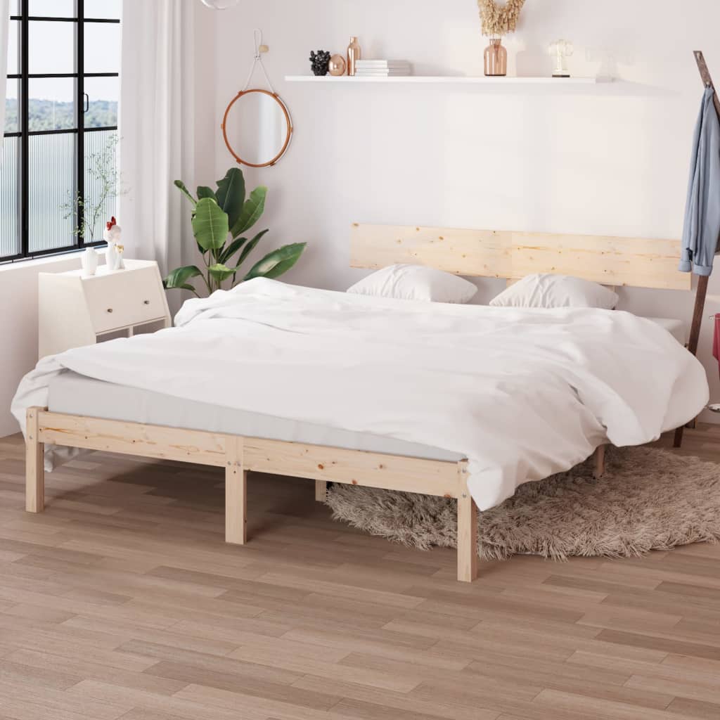 Cadre de lit sans matelas bois massif 140x190 cm